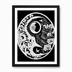 Repeat Yin and Yang 6 Linocut Art Print