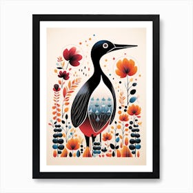 Scandinavian Bird Illustration Loon 1 Póster