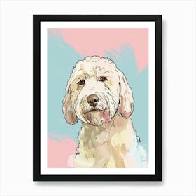 Pastel Lagotto Romagnolo Dog Pastel Line Illustration  1 Art Print