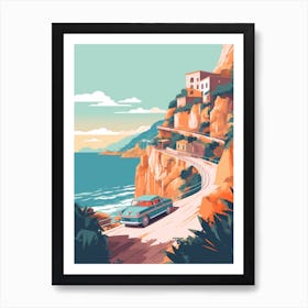 A Hammer In Amalfi Coast, Italy, Car Illustration 2 Art Print