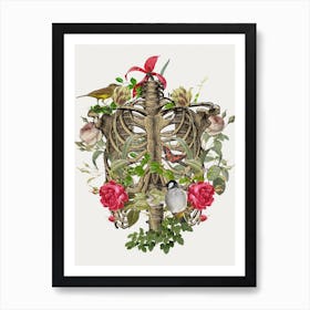 Skeleton And Flowers Art Print