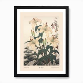 Himeyuri Okinawan Lily 3 Vintage Japanese Botanical Poster Art Print