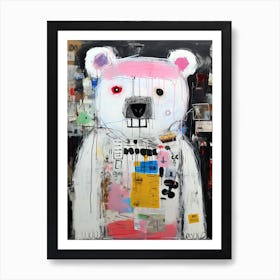 White polar Bear Basquiat style Art Print