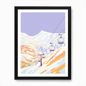 La Plagne   France, Ski Resort Pastel Colours Illustration 0 Art Print