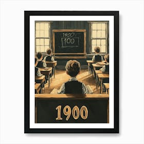 Aihrgdesign A Retro Poster Of A 1900 Classroom Featuring Wood 93d22ada Bc87 41b8 A33a C70edb3cda44 3 Art Print