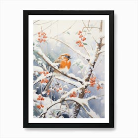 Winter Bird Painting Finch 2 Art Print