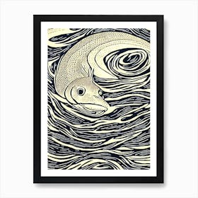 Viper Dogfish Linocut Art Print