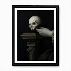 Woman Holding A Skull Art Print