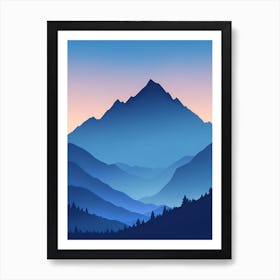 Misty Mountains Vertical Composition In Blue Tone 106 Art Print
