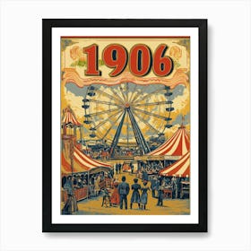 Aihrgdesign A Nostalgic Poster Of A 1906 Fairground Featuring 8d1835db 3453 402c 88d7 3f58b3bdb939 3 Art Print