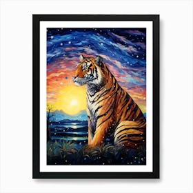 Tiger At Sunset Art Print