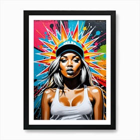 Graffiti Mural Of Beautiful Hip Hop Girl 41 Art Print