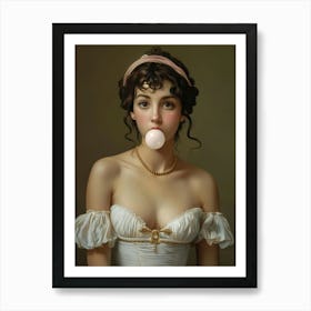 Victorian Woman Blowing Bubble Gum Art Print