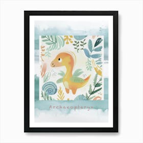 Archaeopteryx Dinosaur Muted Pastels Pattern 4 Poster Art Print