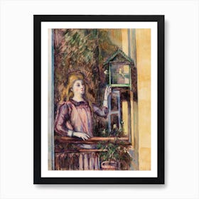 Girl With Birdcage, Paul Cézanne Art Print