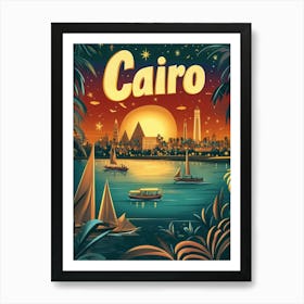 Aihrgdesign A 1970s Inspired Travel Poster For Cairo 1 Art Print