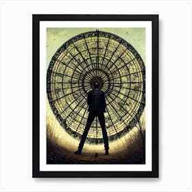 Man Standing In Front Of A Circular Mirror Poster