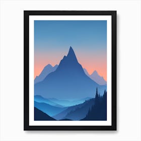 Misty Mountains Vertical Composition In Blue Tone 143 Art Print