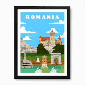 Romania — Retro travel minimalist art poster 1 Art Print