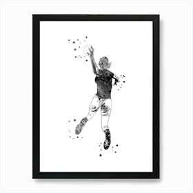 Handball Player Girl Hits The Ball 5 Art Print