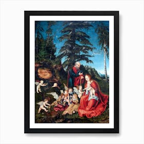 The Rest On The Flight Into Egypt, Lucas Cranach Art Print