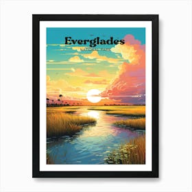 Everglades National Park Florida Swamp Modern Travel Illustration Art Print