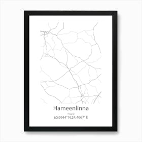 Hameenlinna,Finland Minimalist Map Art Print