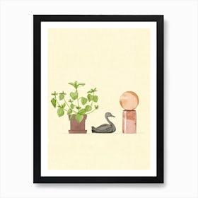 Duck Plant And Lamp Still Life Art Print