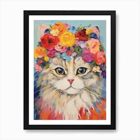 Persian Cat With A Flower Crown Painting Matisse Style 1 Art Print