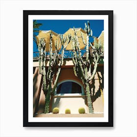 Sun, Yellow Umbrella And Cactus Art Print