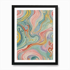 Liquid Marble Swirls In Pastel Art Print