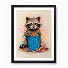 Raccoon With Candy Art Print