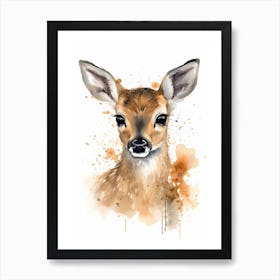 Fawn Watercolour Nursery 3 Art Print