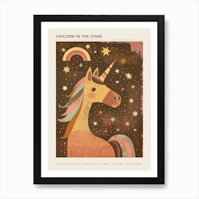 Unicorn & Stars Muted Pastels 3 Poster Art Print