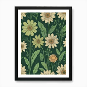 Daisy Seamless Pattern Vector Art Print