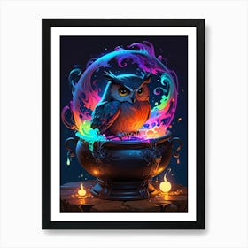 Owl In A Cauldron Art Print