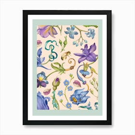 Flowers And Bees Art Print