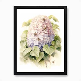 Beehive With Hydrangea Watercolour Illustration 2 Affiche