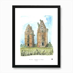 My Son Kingdom of Champa Vietnam Watercolor Illustration Art Print