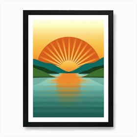 Sunset Over Lake Art Print