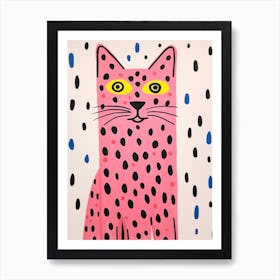 Pink Polka Dot Bobcat 2 Art Print