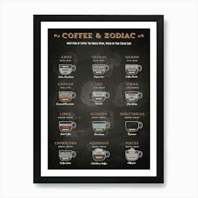 Coffee types and Zodiac sign, #3 — coffee poster, Zodiac poster, astrology poster, kitchen poster Art Print