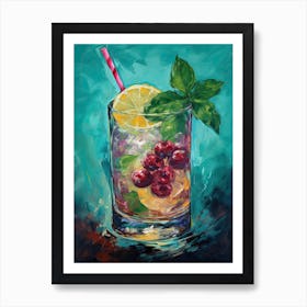 Min Julep Cocktail Oil Painting 3 Art Print