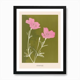 Pink & Green Statice 1 Flower Poster Art Print