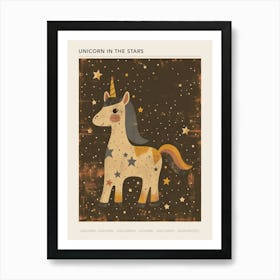 Unicorn In The Stars Mustard Muted Pastels Poster Art Print