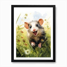 Adorable Chubby Possum Running In Field 2 Art Print