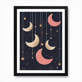 Moon And Stars Boho Celestial 1 Art Print