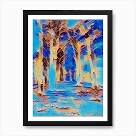 Blue Abstract Forest Art Print
