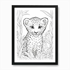 Line Art Jungle Animal Cheetah 2 Art Print