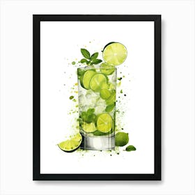 Illustration Mojito Floral Infusion Cocktail 1 Art Print